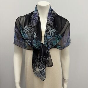 Vintage Barbara Bui 100% Silk Scarf Insects and Abstract Design 42" by 38 1/2"
